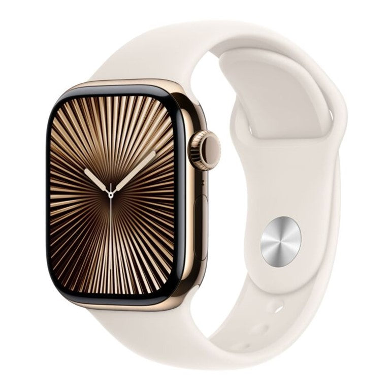 Apple Watch 10 Cellular 42mm Gold Titanium Case with Starlight Sport Band - M/L - EU