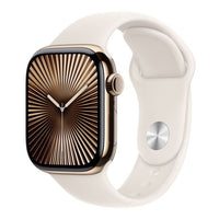 Apple Watch 10 Cellular 42mm Gold Titanium Case with Starlight Sport Band - S/M - EU