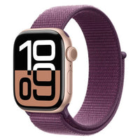 Apple Watch 10 Cellular 46mm Rose Gold Aluminium Case with Plum Sport Loop - EU