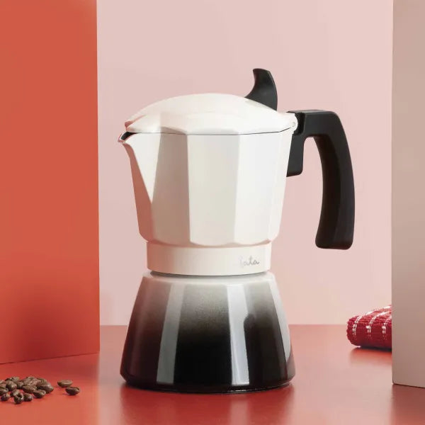 Jata Italian Macchina da Caffè Bistrea induzione Aluminium Corpo 3CUPS Bianco - Nero HCAF2403