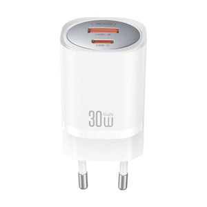 Alimentatore 30W Dual Port XO USB-C + USB-A GAN PD 3.0 QC 3.0 - White