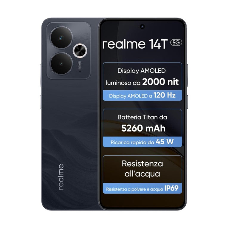 Realme 14T 256Gb 8Gb-Ram 5G Dual Sim - Obsidian Black - EU