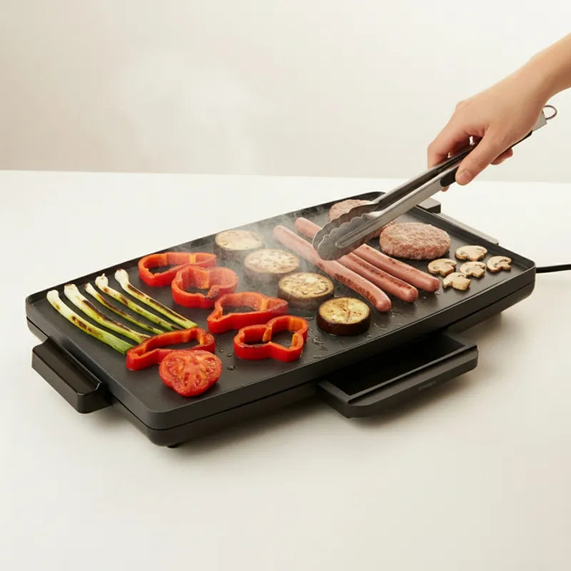 Jata Piastra grill elettrica XXL con resistenza a M 595x345mm 2400 W Nero JEGR1603