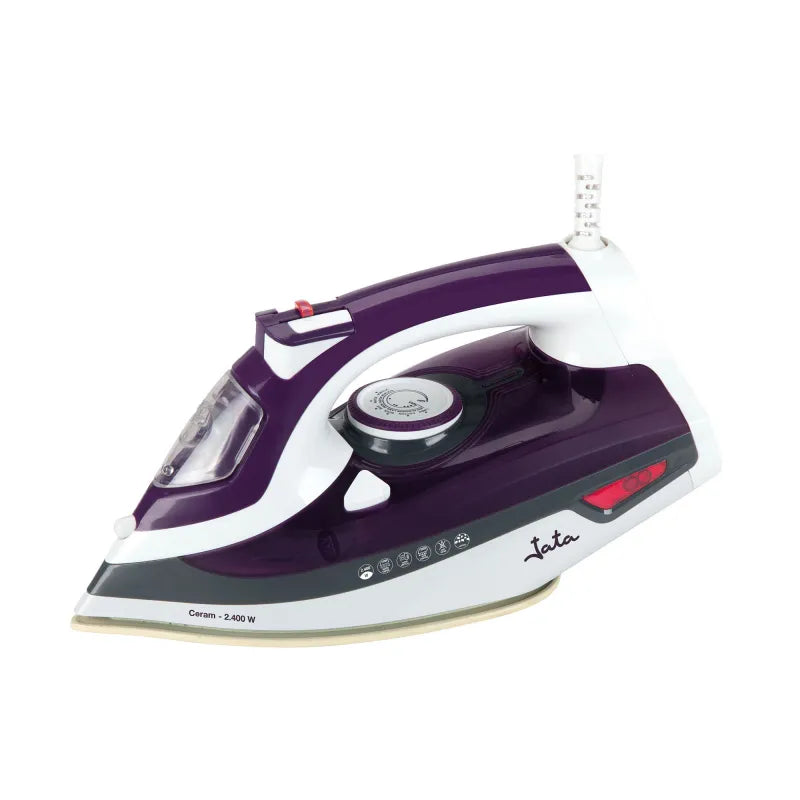 Jata Ferro da stiro a vapore con piastra in ceramica e vapore verticale 20 - 25G-MIN 350ML 2400 W Viola - Bianco PL221C
